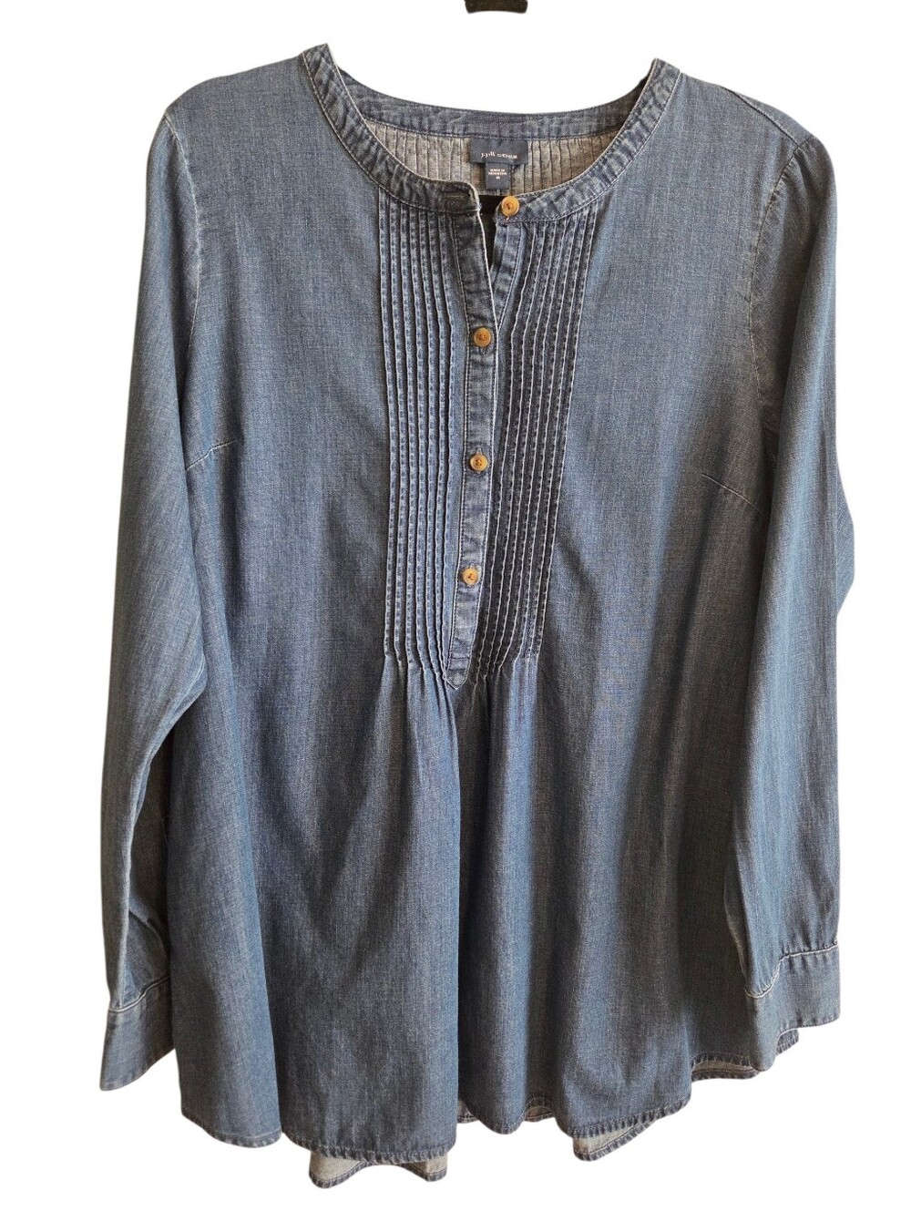 J. Jill Denim Pintuck Detail Long Sleeves Tunic Sz M Casual Fall